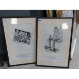 (2119RR) 351 - Oliver Preston: Two original tinted monochrome watercolour illustrations, together