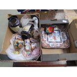 2 boxes containing a Japanese part tea service, Chinese vases and plates