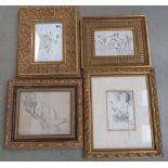 (2119RR) 371 - After Giovanni Domenico Tiepolo, a study of four cherubs, monochrome lithograph, 15.5