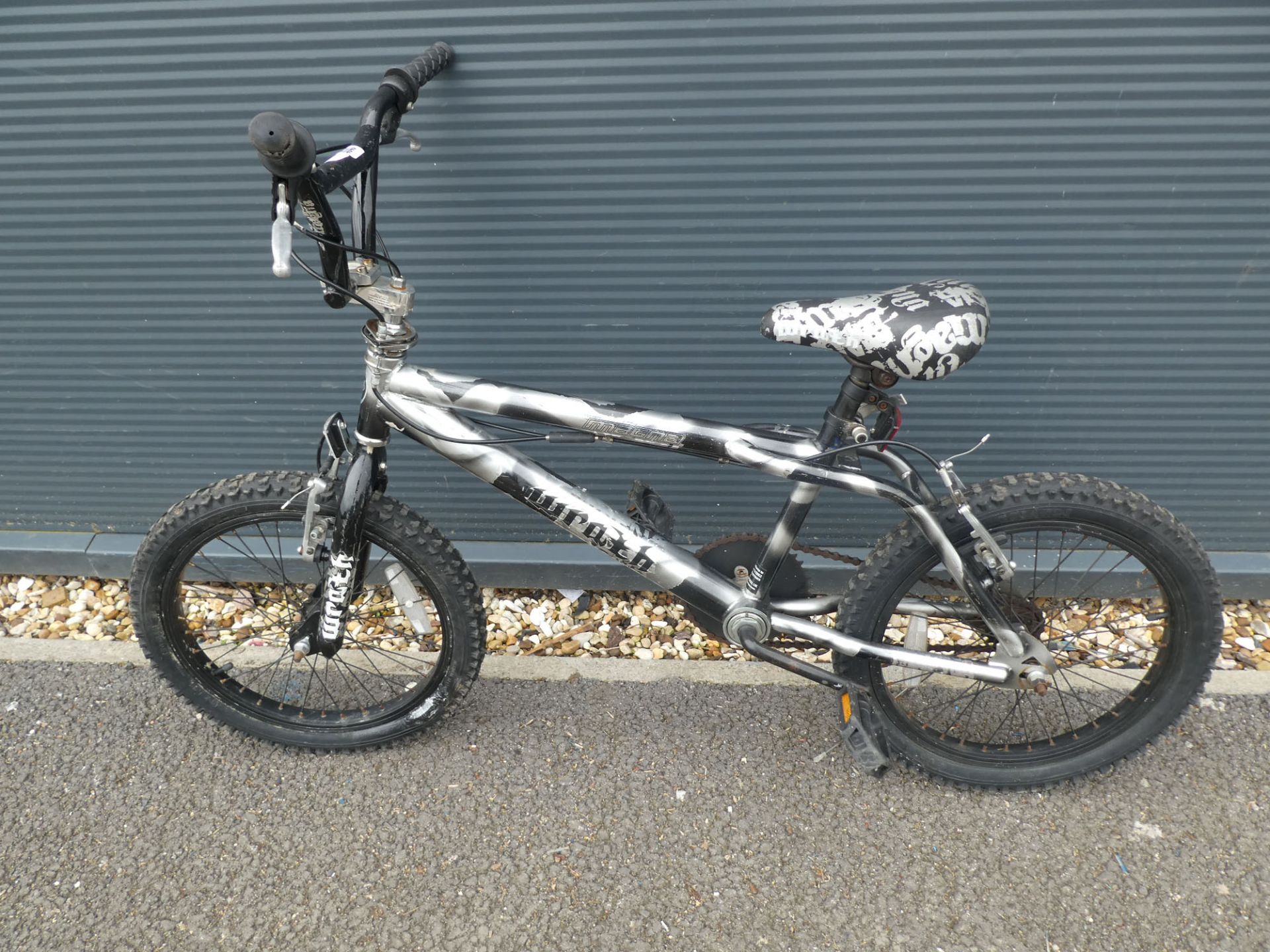 Silver and black BMX