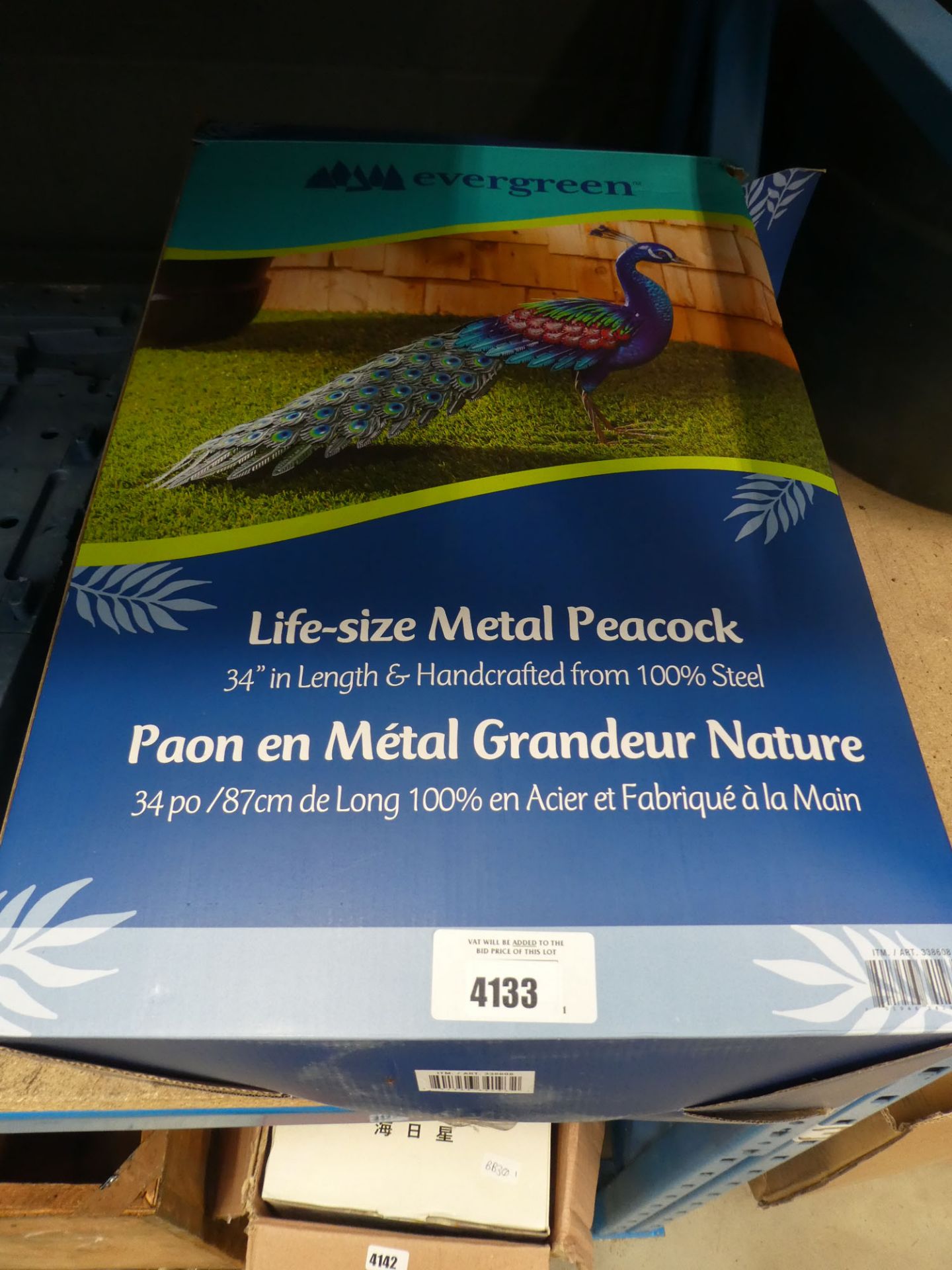 Life size metal peacock