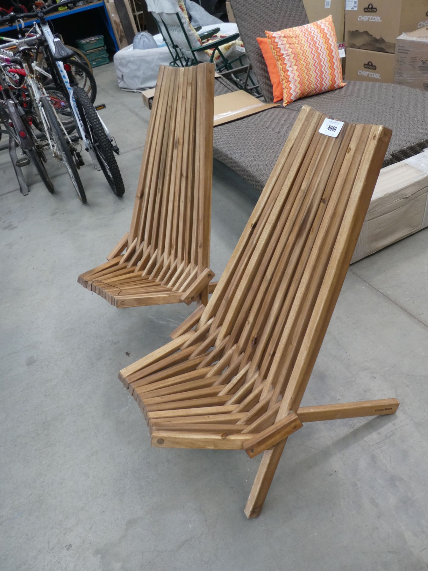 Pair of CleverMade tamarack chairs in teak - Image 2 of 2