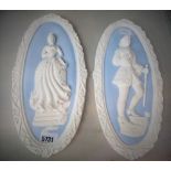 Pair of plaster plaques lady and gentleman
