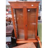 Reproduction yew glazed display cabinet with drawers under
