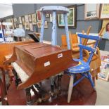 Hanging spice cupboard plus a footstool and 2 children's chairs