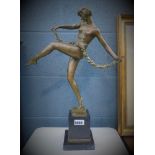 Bronze art deco figure of a dancing girl Height: 55cm (Including), small casting blemishes - no
