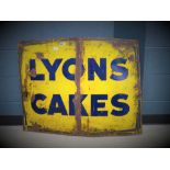 Vintage enamelled Lyons cakes sign