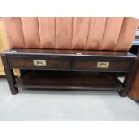 Dark wood coffee table with 2 drawers and shelf under