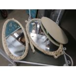 Cream painted French 3 panel dressing table mirror