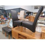 4 brown leather effect dining chairs