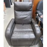 Green leather effect electric reclining armchair