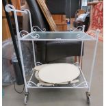 Painted wrought iron and glazed 2 tier tea trolley
