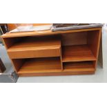 Teak cabinet with single drawer and shelves to the side