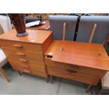 Teak chest of 3 drawers plus a matching dressing chest