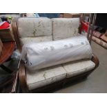 Bent cane conservatory 2 seater sofa plus a matching armchair