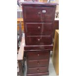 Pair of painted pine and 3 drawer bedside cabinets