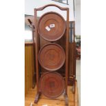 Mahogany fire screen plus a folding 3 tier cake stand