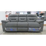 Grey suede effect 3 seater reclining sofa