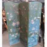 Floral and bird decorated 2 fold room divider