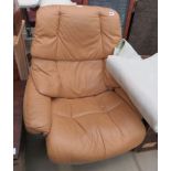 Tan leather effect reclining armchair