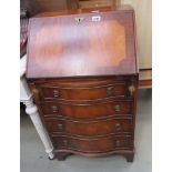 Reproduction mahogany bureau with 4 drawers under