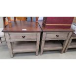 Pair of single drawer lamp tables with second tier