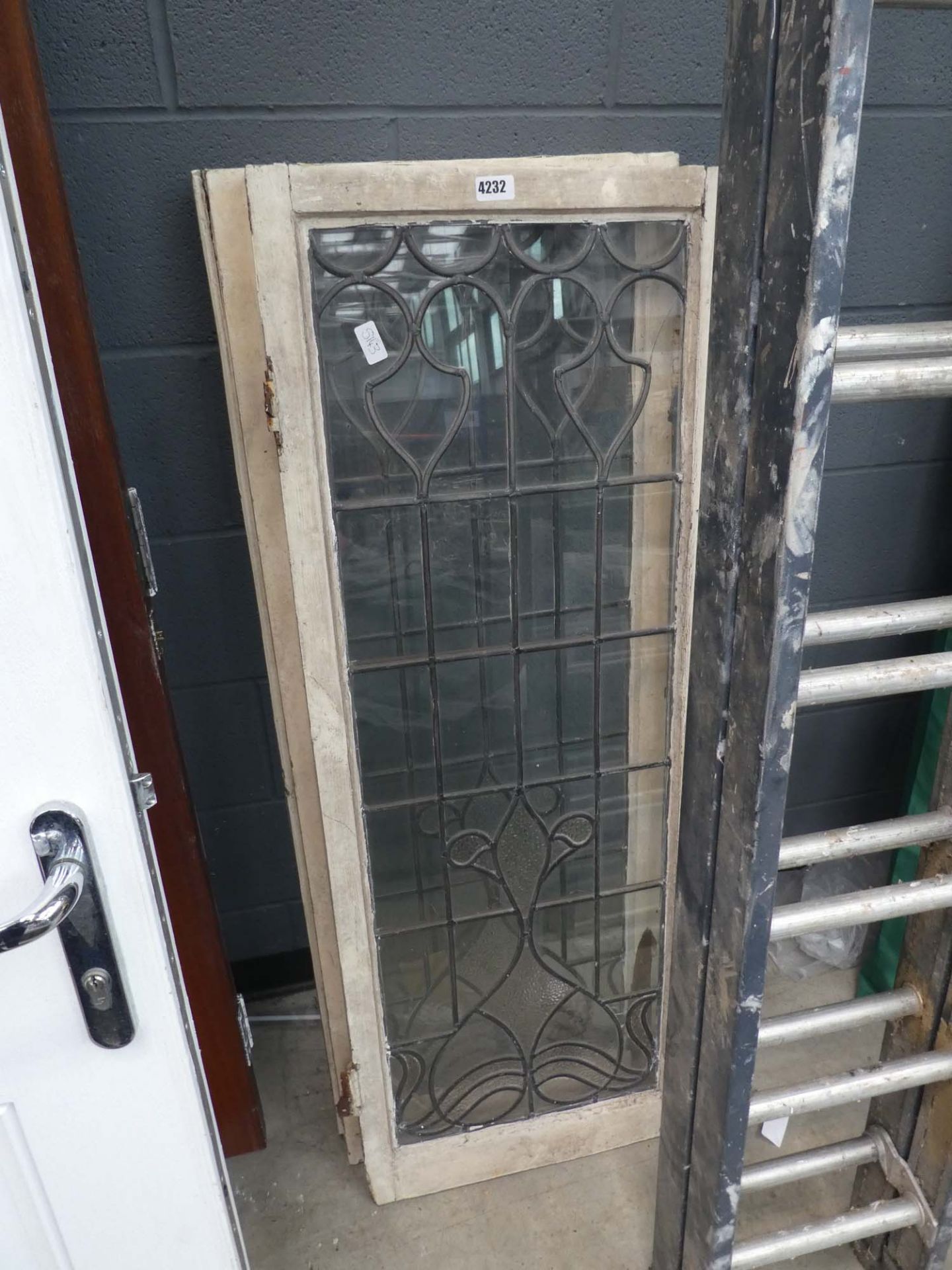 2 vintage stained glass windows