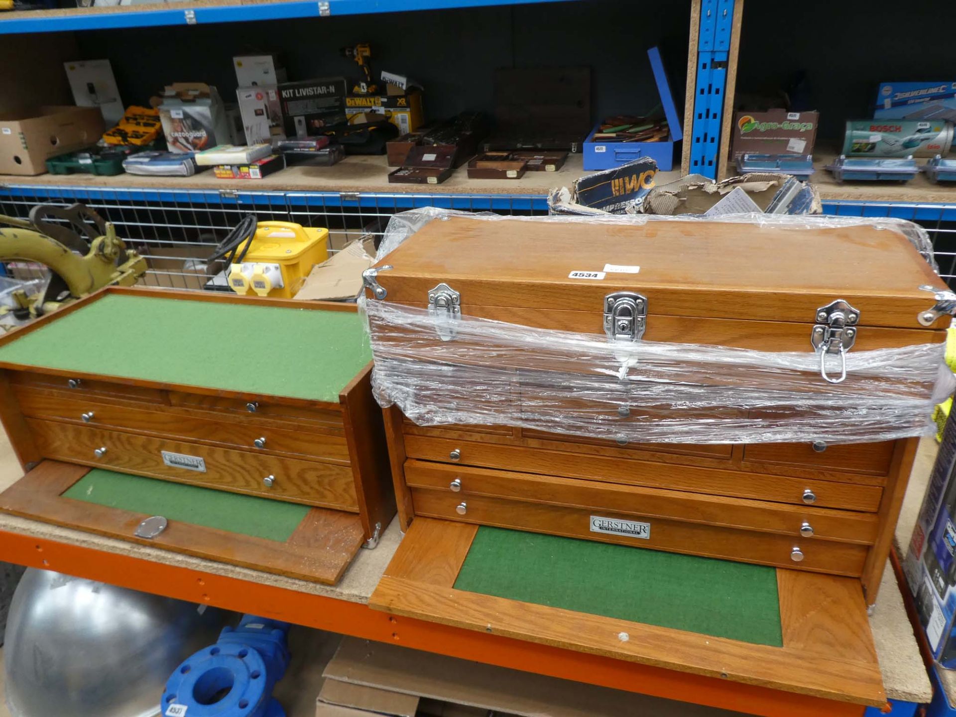 2x wooden Gerstner international toolboxes with a small qty. tools