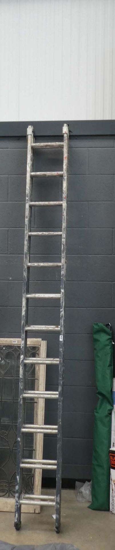 Blue two-section aluminium ladder