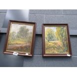 Pair of small oils on board of woodland scenes