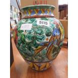 Italian vase with exotic bird and flower decoration