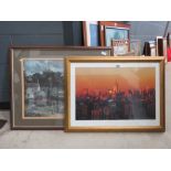 Framed and glazed print of New York together with the Haywain