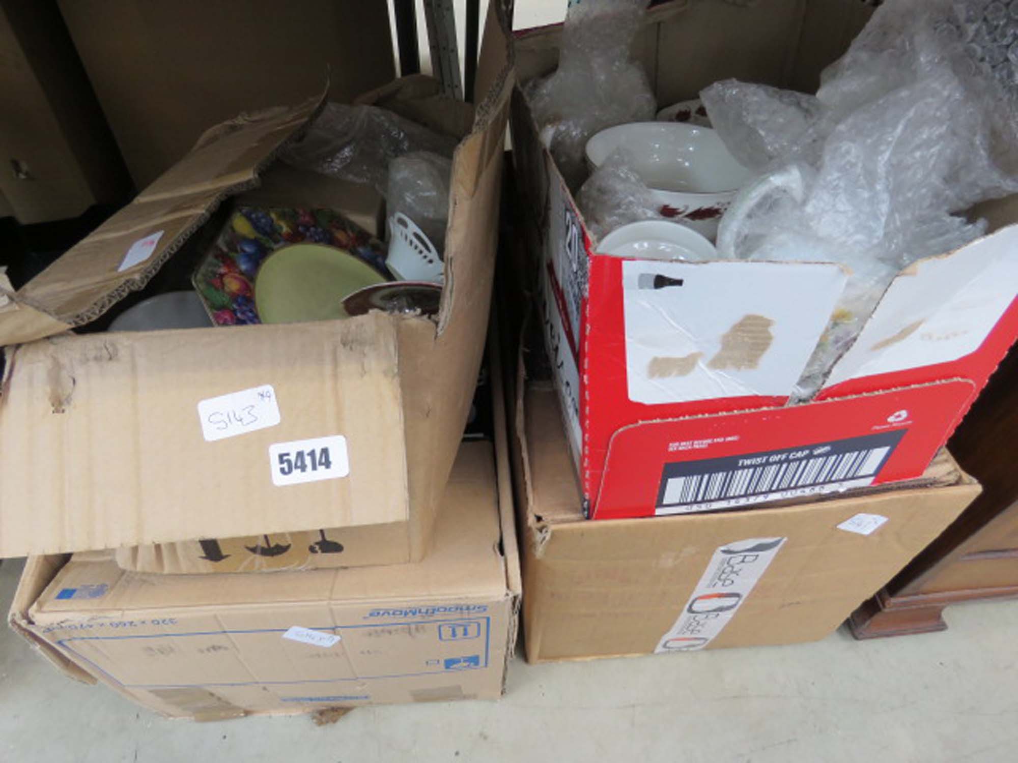 3 boxes containing crockery, china and general household goods