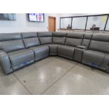 Grey leather effect corner suite in 6 sections