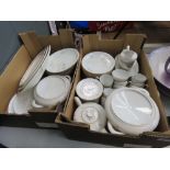 2 boxes containing a quantity of German leaf patterned crockery