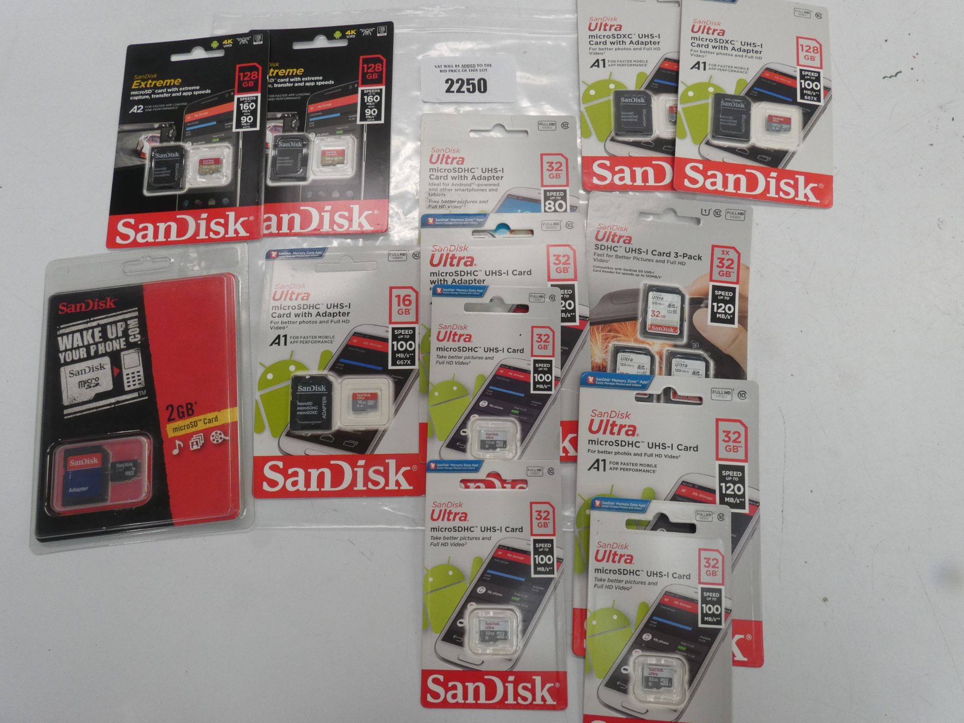 Selection of SanDisk microSD and microSDHC cards in various sizes