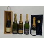 4 1/2 bottles of Champagne, 1x Laurent Perrier Brut L-P with box,
