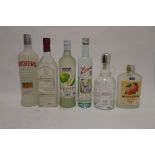 6 bottles, 1x Echtes Schwarzwalder Kirschwasser 1995 70cl 50%, 1x Nonino Grappa Aquaviti 70cl 43%,