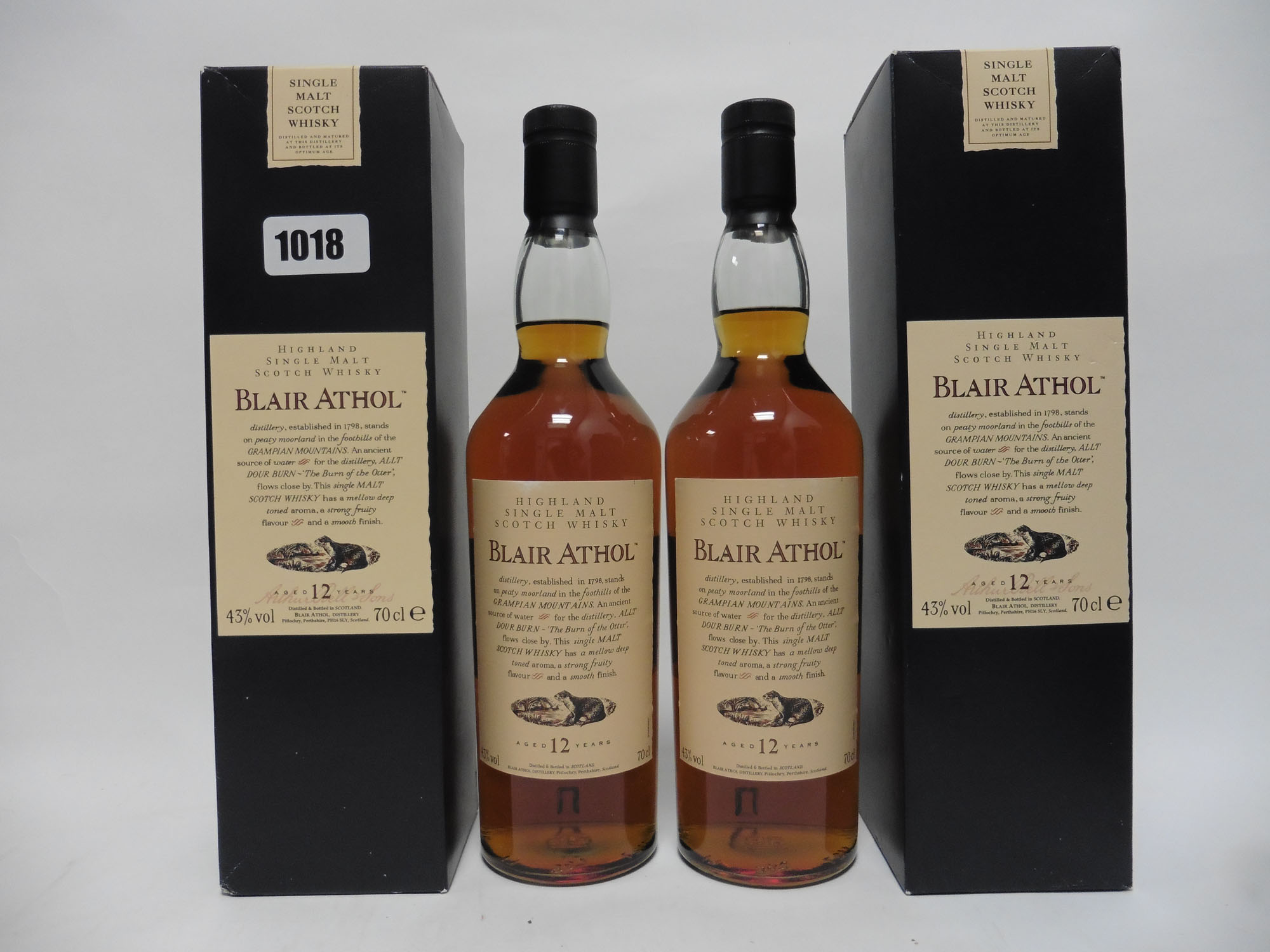 2 bottles of Blair Athol 12 year old Highland Single Malt Scotch Whisky with boxes,