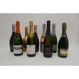 10 bottles of sparkling wines, 1x Roche Lacour Rose 2018 Brut,