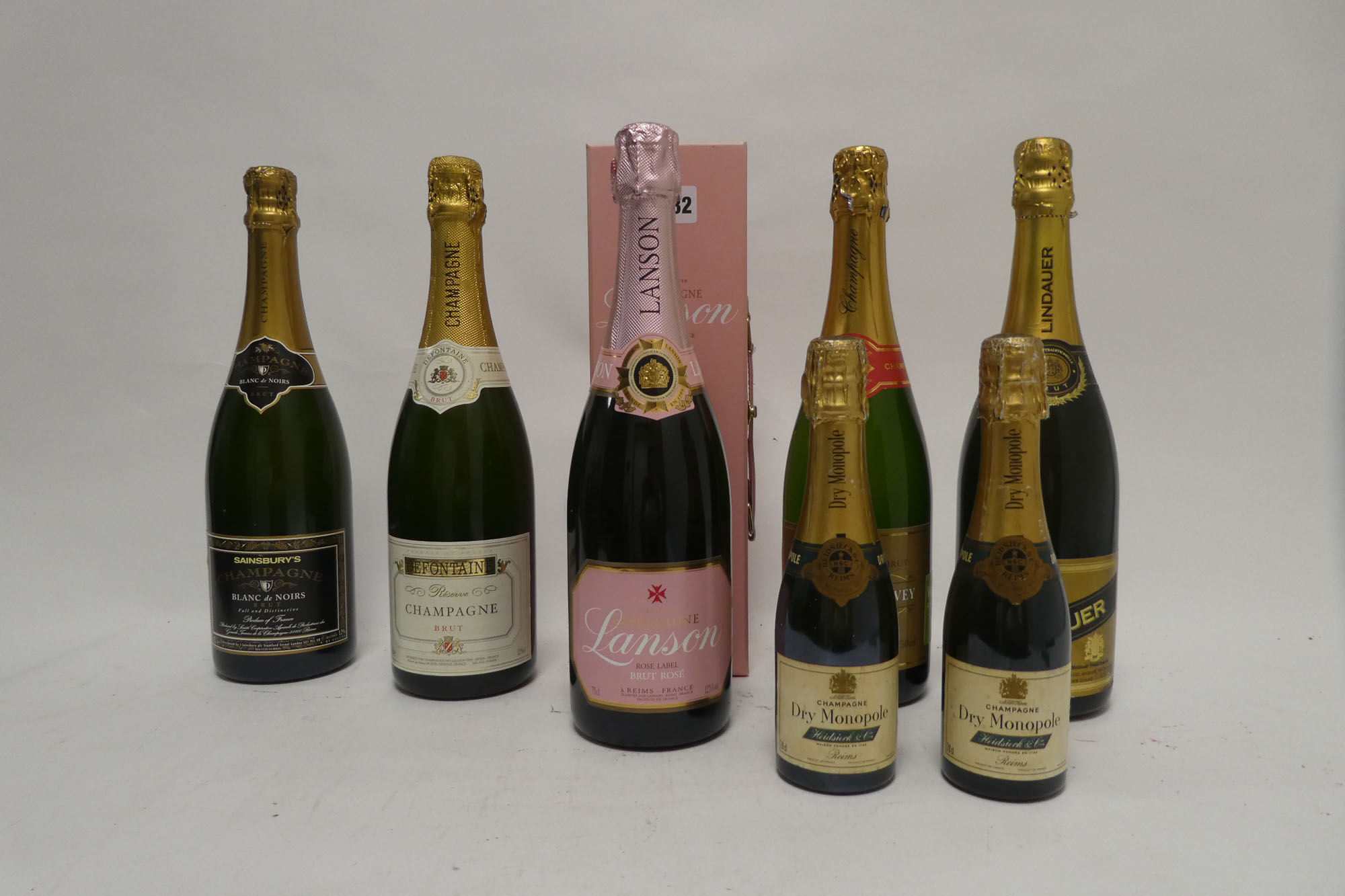 5 bottles & 2x 20cl, 1x Lanson Rose Label Brut Rose Champagne with box,