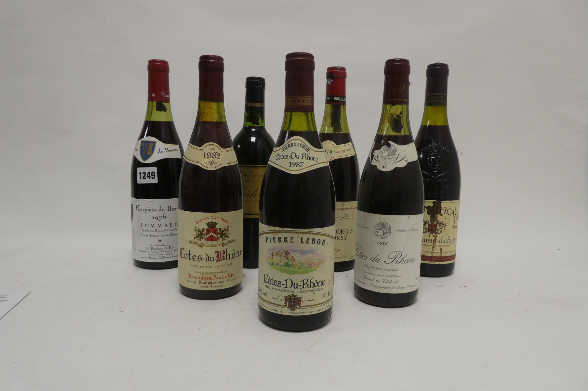 7 bottles, 1x Hospices de Beaume 1976 Pommard Cuvee Dames de la Charite,