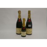 3 old bottles of Moet & Chandon Champagne, 1x Premiere Cuvee with writen note 1986,