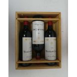 3 bottles of Baron Philippe de Rothschild Mouton Cadet 1988 Bordeaux with own wooden case