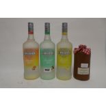 4 bottles, a set of 3 Cruzan flavoured White Rums, Mango, Banana & Pineapple 1 litre 27.