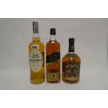 3 bottles, 1x Johnnie Walker Black Label 12 year old Scotch Whisky Duty Free label 1 Litre 43%,