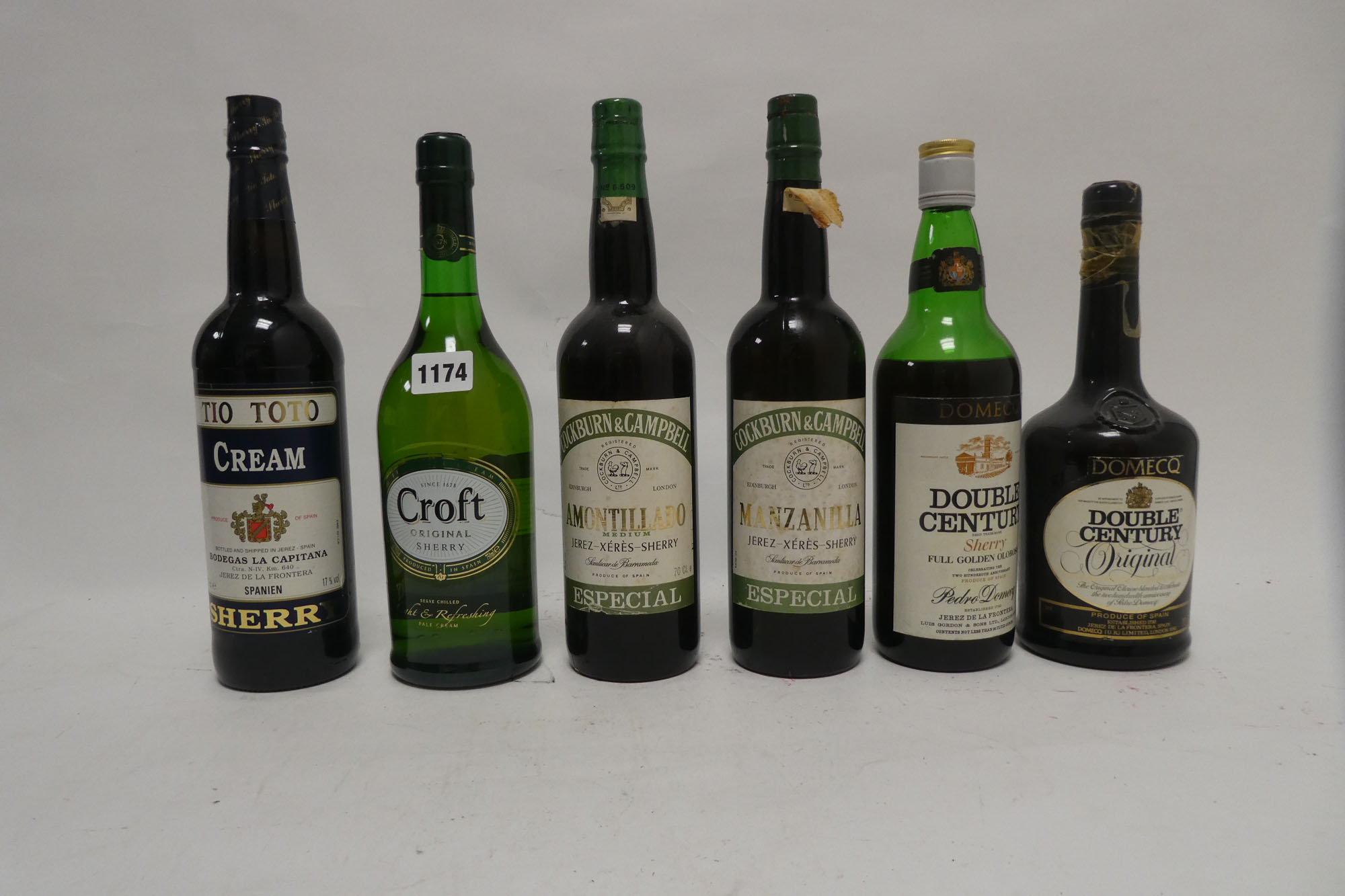 6 bottles of Sherry, 1x Croft Original, 1x Tio Toto Cream,