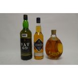 3 bottles, 1x Haig Dimple De Luxe Scotch Whisky circa 1970's 26 2/3 fl oz 70 proof,