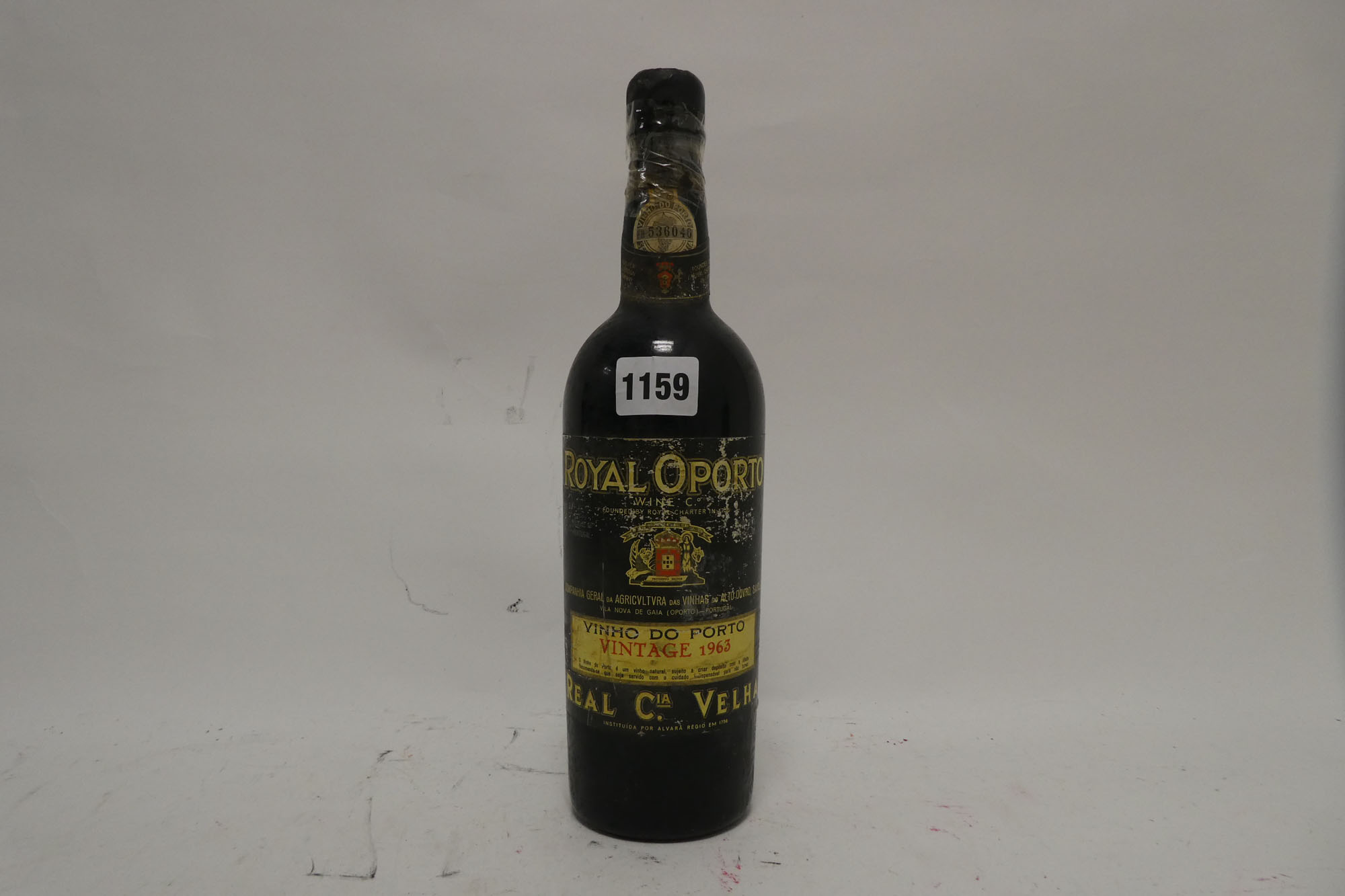 A bottle of Real Cia Velha Royal Oporto 1963 Vintage Port