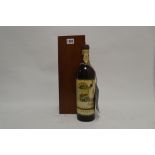 A bottle of Cantine Borgo 1958 Gattinara Spanna with wooden box (ullage top shoulder)